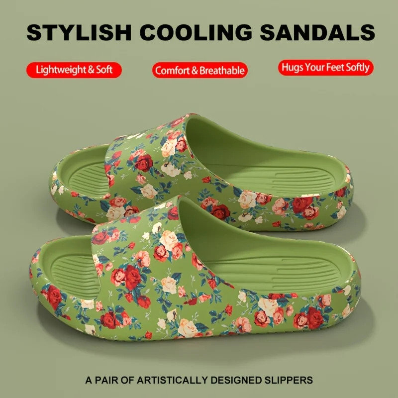 Cloud Slippers Floral Slide Sandals EVA Soft Indoor Outdoor Unisex Shoes