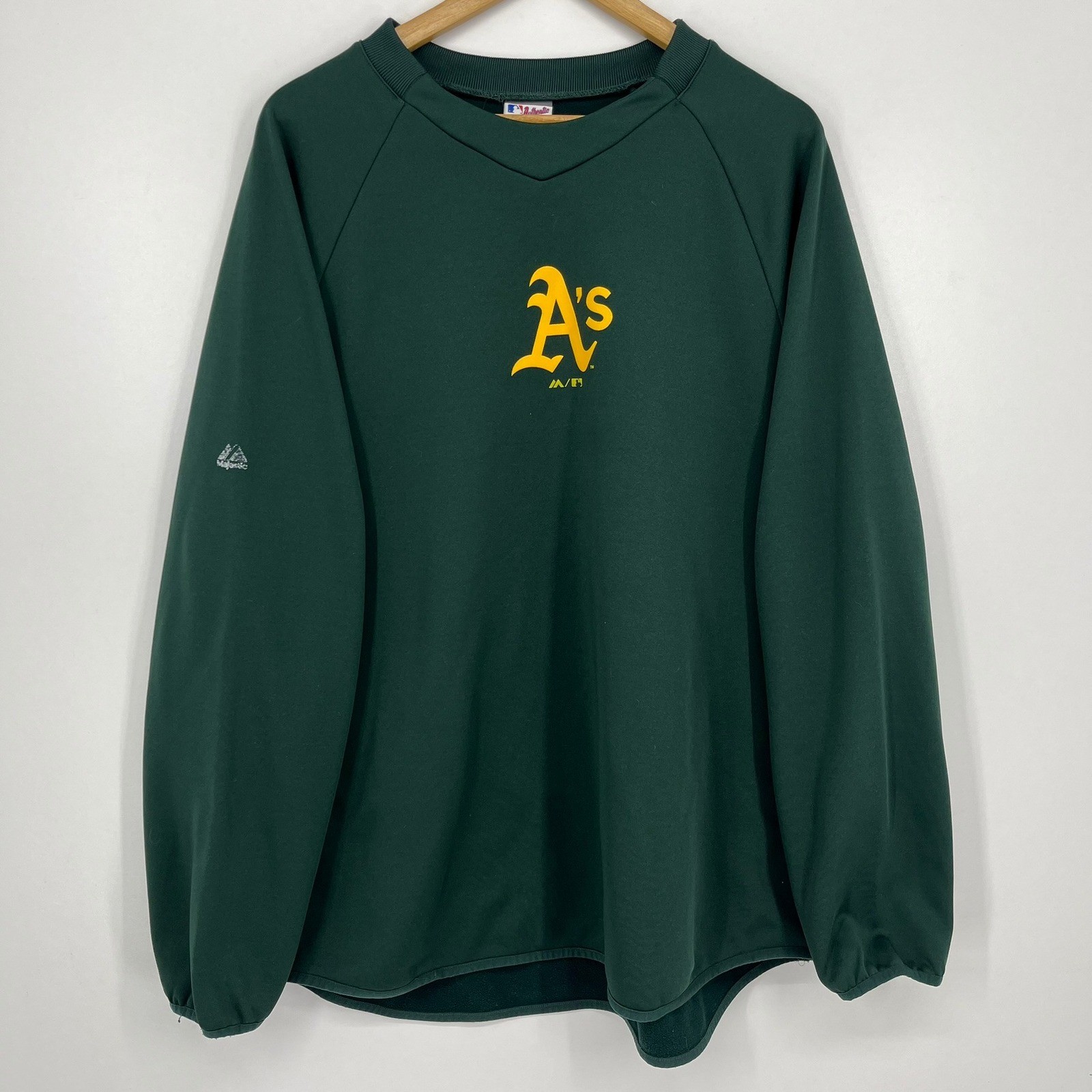 Majestic Oakland Athletics Therma Base Pullover Green Mens XL MLB Baseball Logo