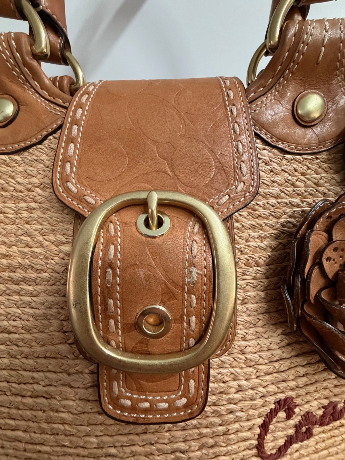 Coach Bleeker Straw Flower Basket Tote Bag Y2K F13373 (Ships from US)