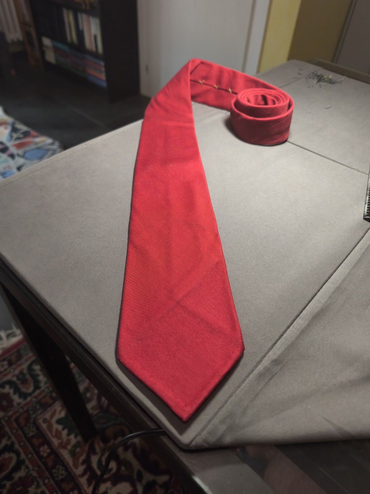 A. Di Capua Napoli – Red Solid Color Cotton Tailored Tie