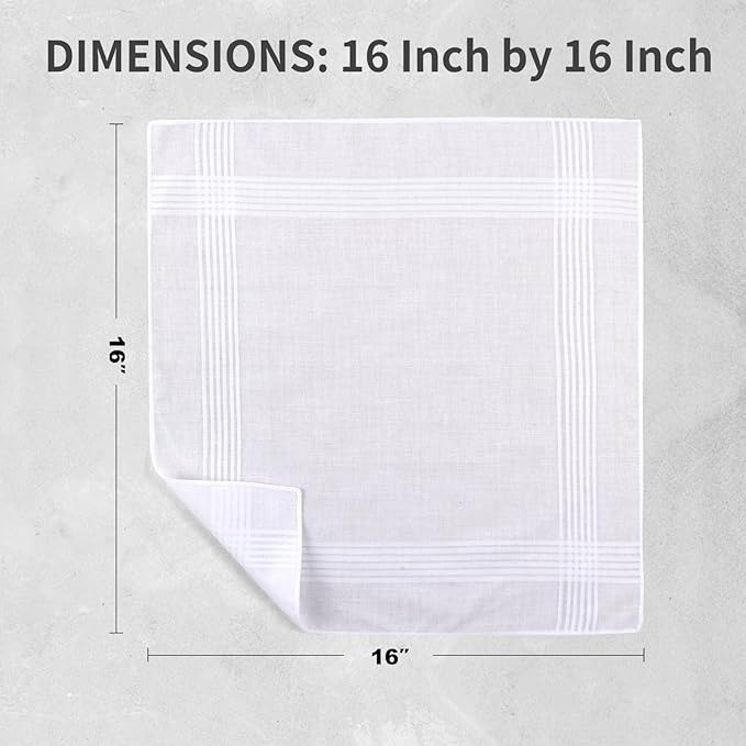 12 Pack Handkerchiefs for men, 100% Soft Cotton 16×16 Inch Men’s Handkerchiefs