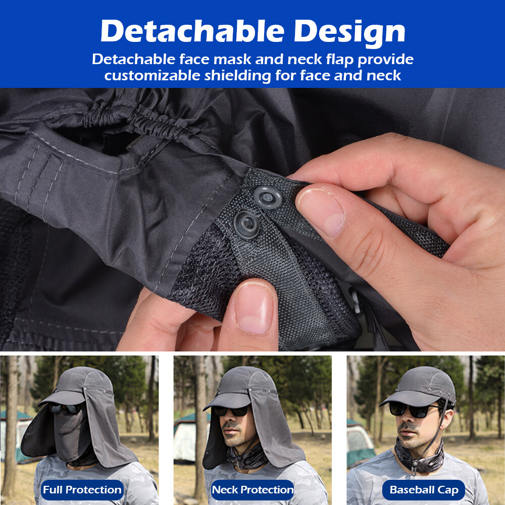 Sun Hat With Neck Flap Face Cover Fishing Hiking Safari Men Women Baseball Cap