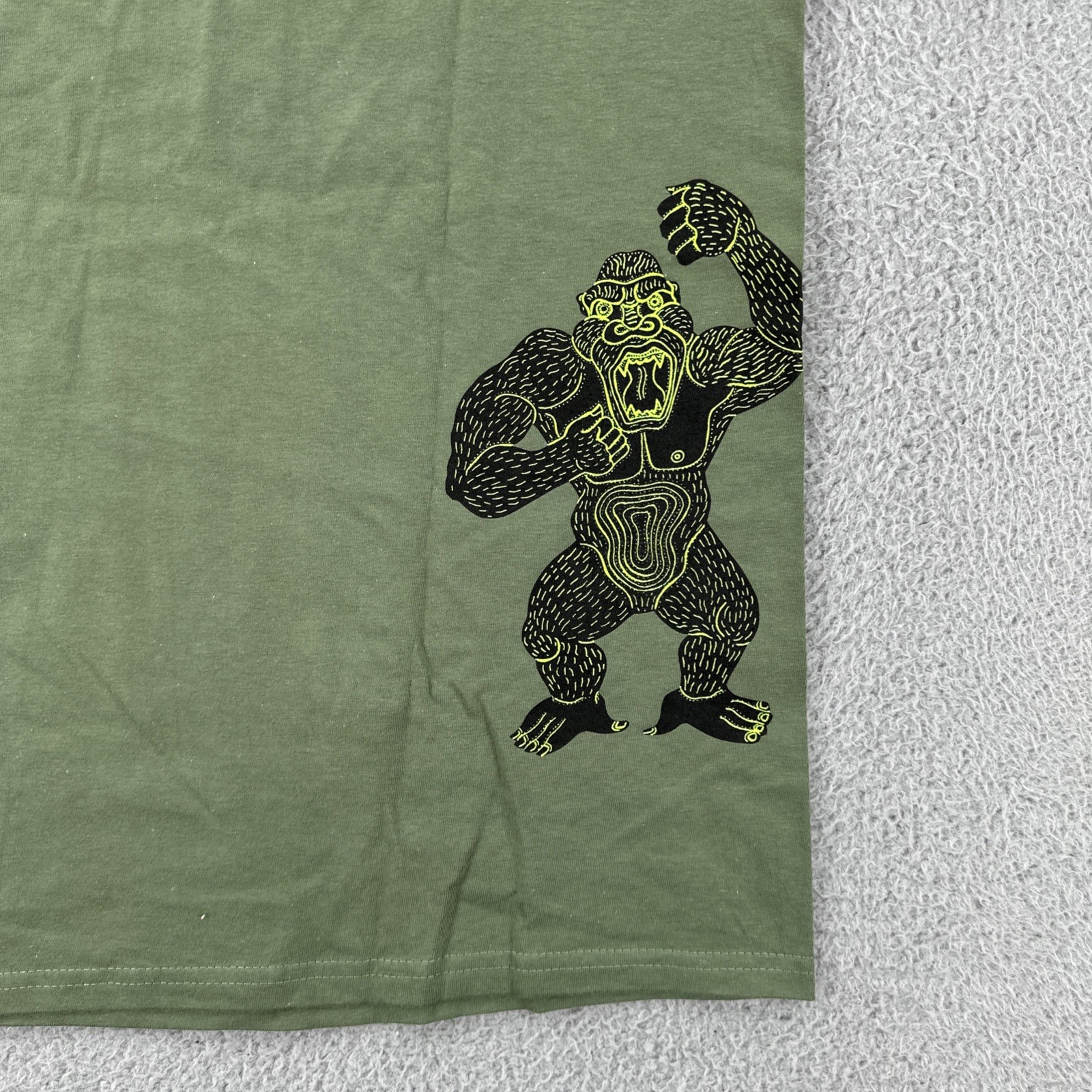 Vintage Hanes Beefy-T Mens L Green Shirt Y2K Art Tee Godzilla King Kong Graphic