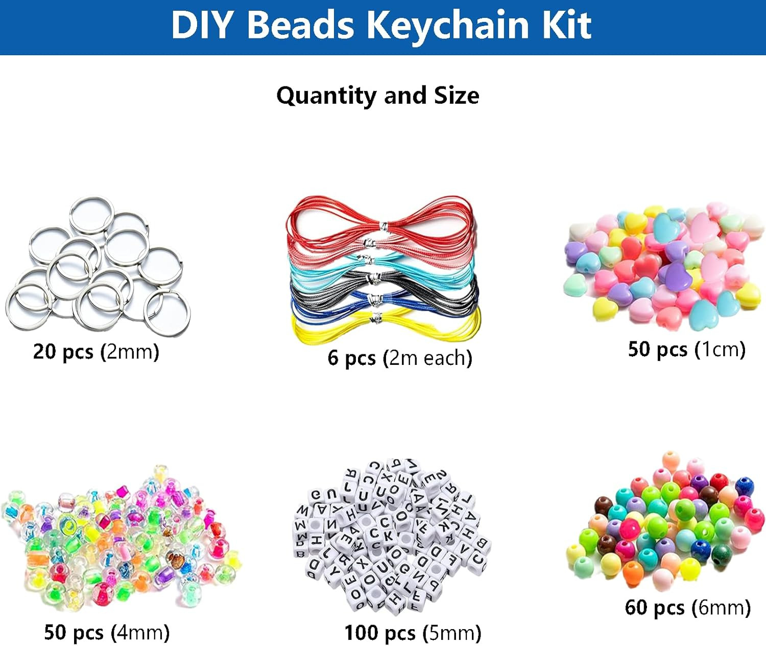 285 Pcs DIY Bead Keychain Making Kit, Beadable Keychains Kit Supplies Key Chain