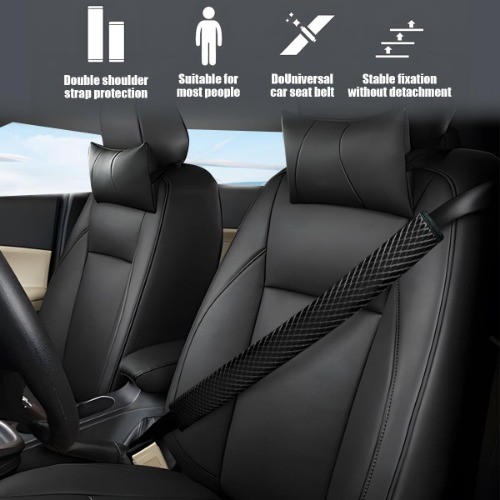 Extra Long Car Seat Belt Cover, 2PCS Soft Vehicle Seatbelt Should Color: Black