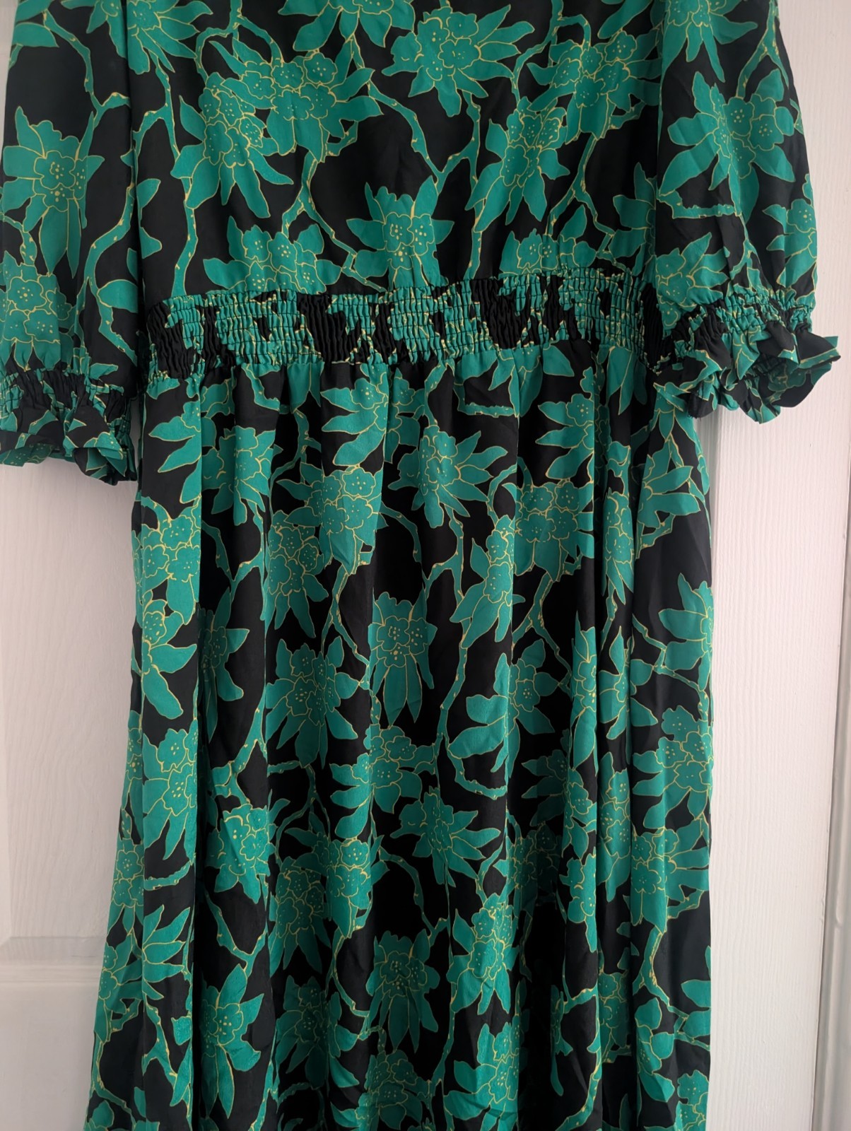 Jolie Moi Green Black 3/4 Sleeve Midi Dress Size 20 (T45)