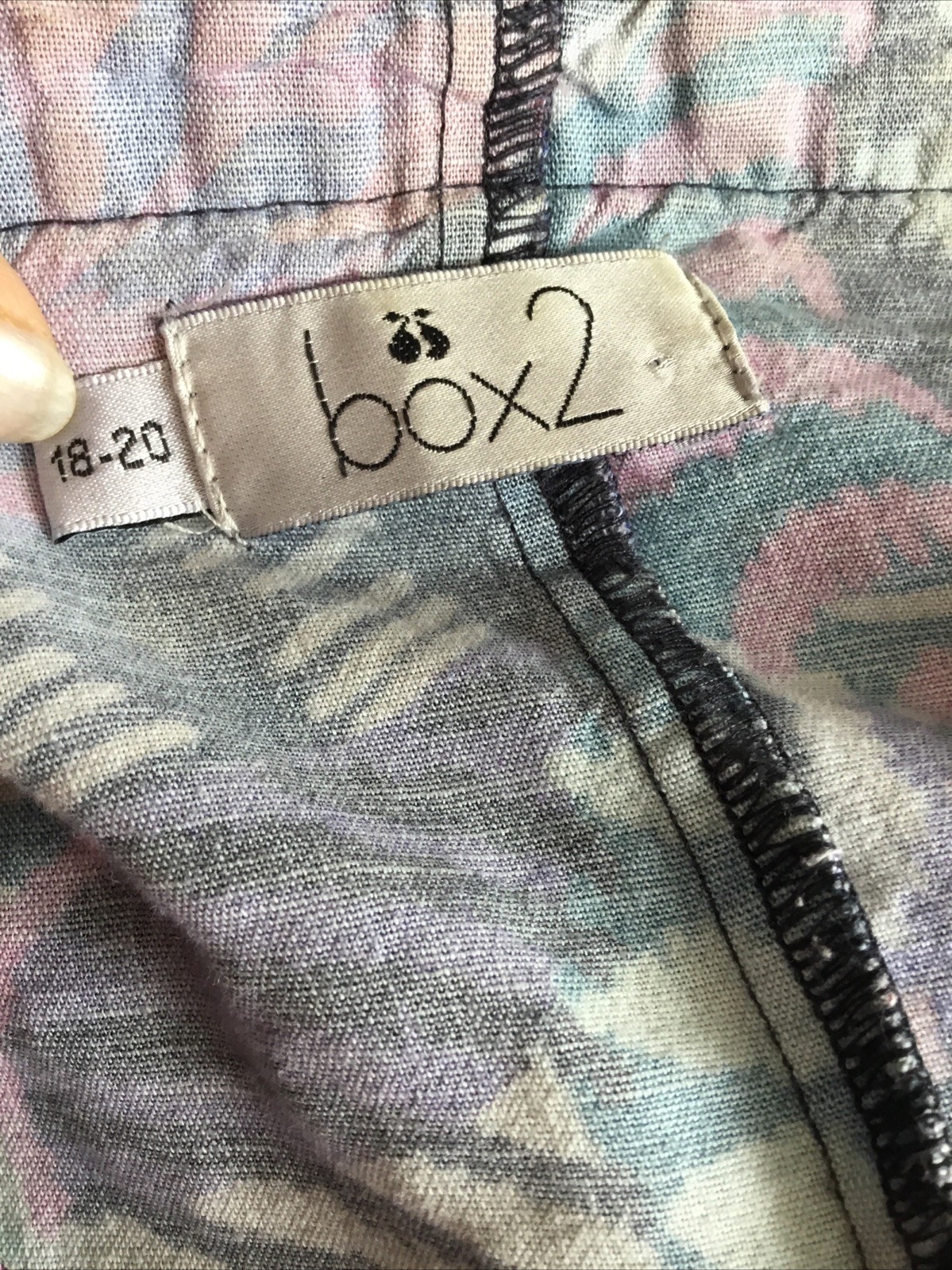 BOX2 UK 18-20 Multicoloured Cotton /Linen Swing Tunic Top With Two Front Pockets