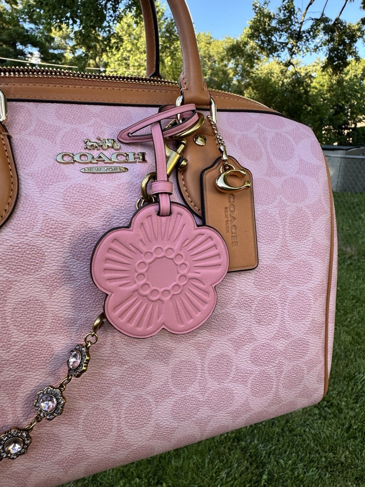 USED* Coach Rowan Large Satchel Bag In Signature in Powder Pink