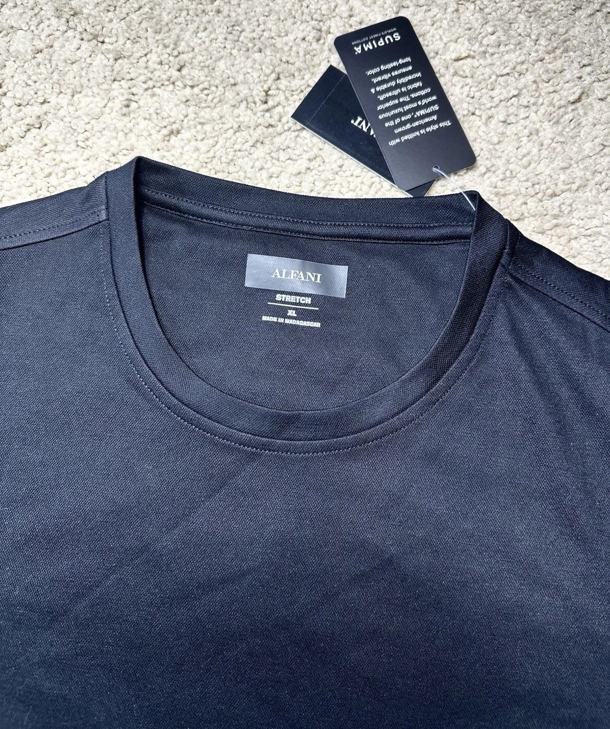 Alfani Stretch Crew Neck Tshirt All Black Men’s Size XL Premium Supima Cotton