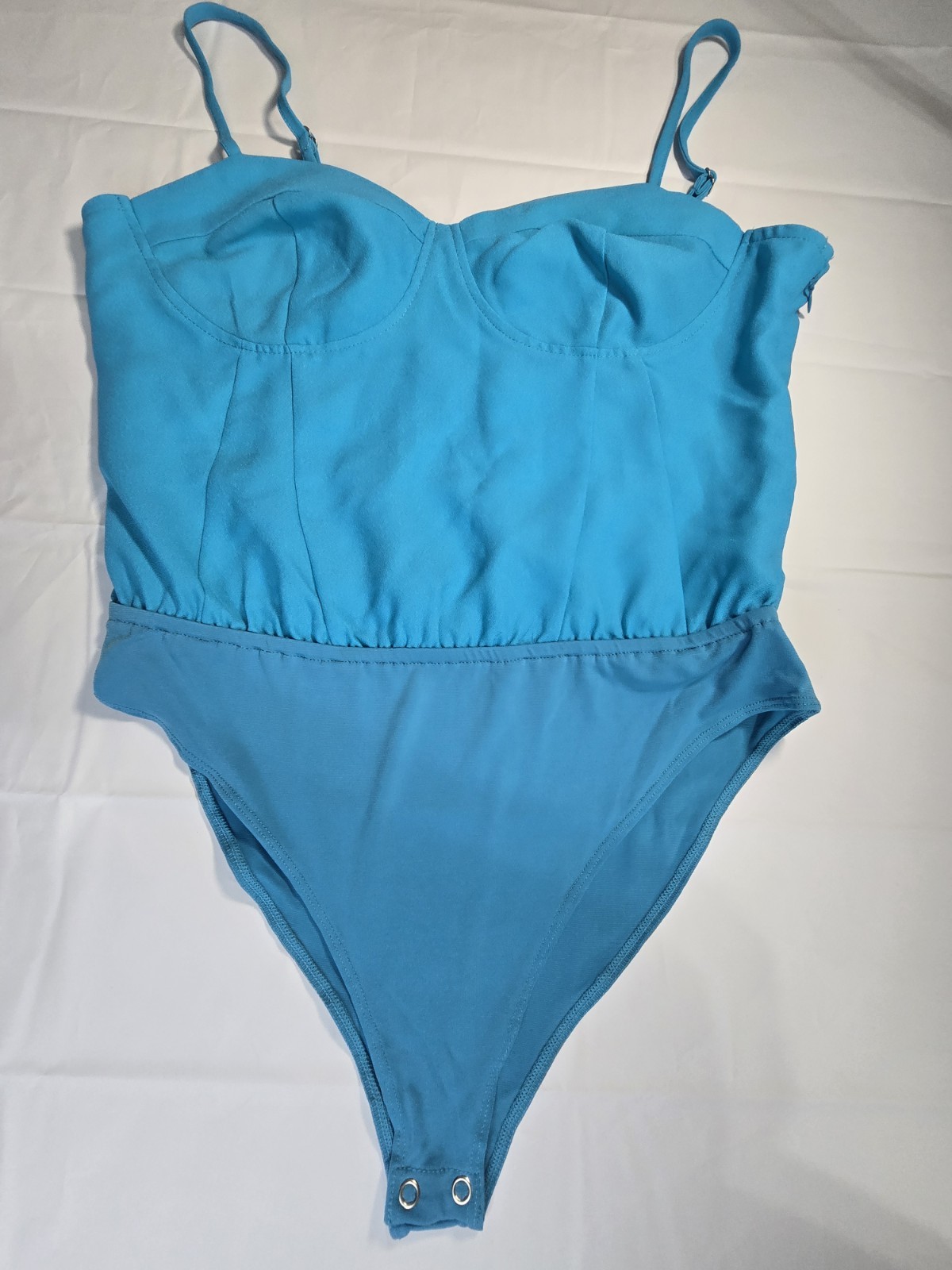 Forever 21 Women’s Bright Turquoise Bustier Cami Bodysuit Size Large NWT