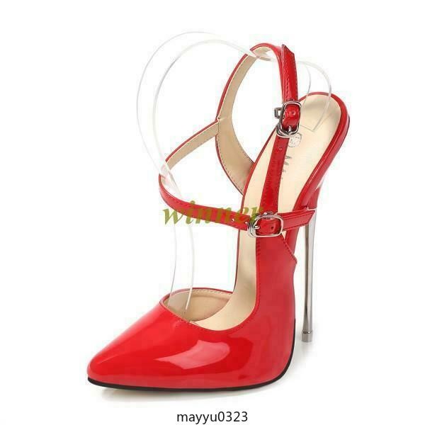 Womens Super High Heel Stilettos Pointy Toe Buckle Slingbacks Pumps Shoes 16cm