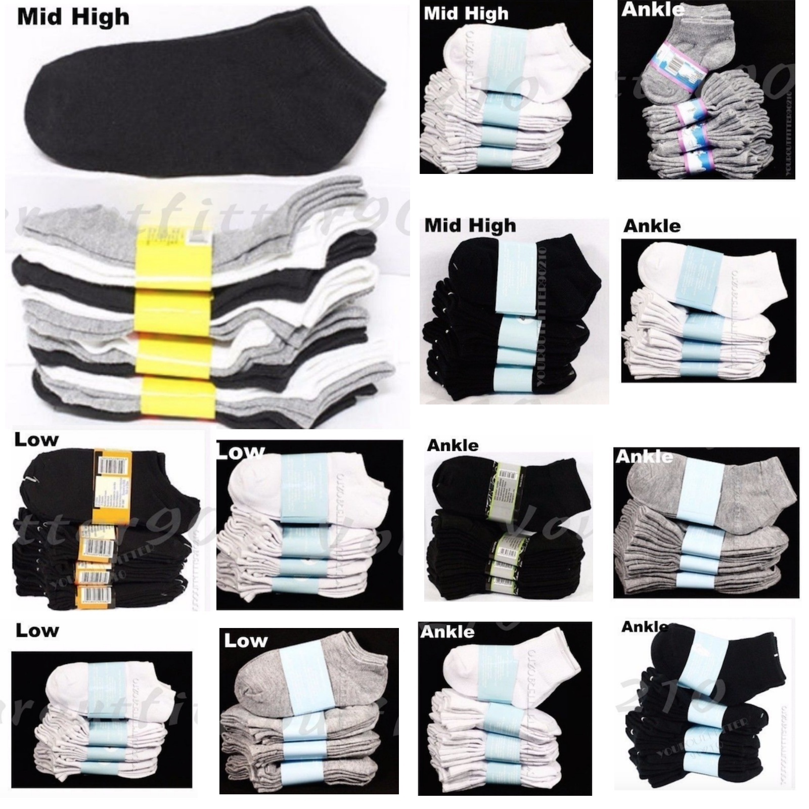 3, 6 &12 PACK Kid Boy Girl Ankle Socks Lot Spandex Baby Toddler 0-12 2-3 4-6 6-8