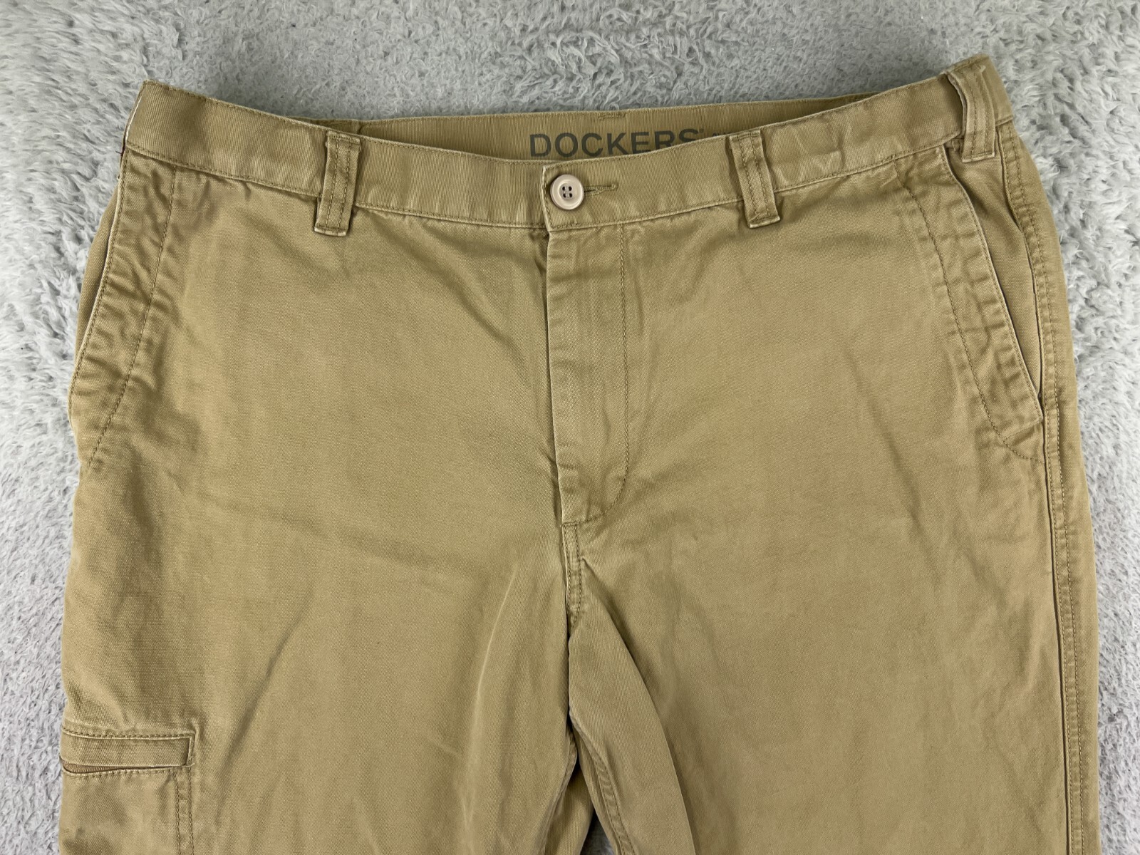 Dockers Pants Mens 38 Beige Cargo Pockets 100% Cotton DUCK Camping Outdoor