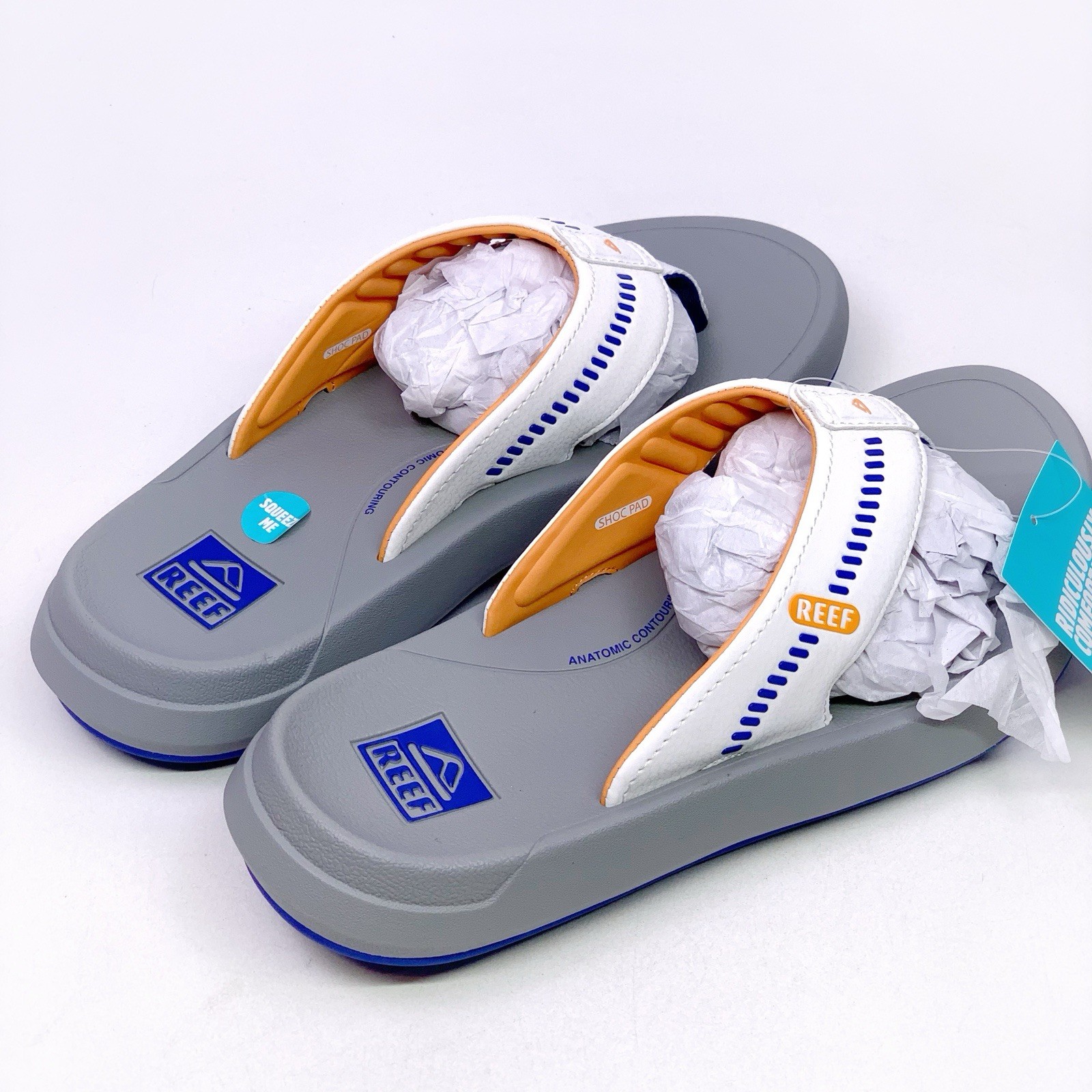 Reef Swellsole Cruiser Flip Flops Men’s Sizes Grey Orange White Blue NWT CJ5891