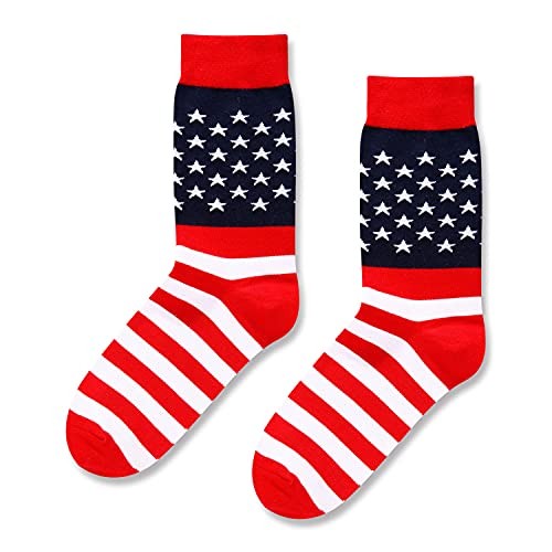 HAPPYPOP Novelty Socks For Men – Bowling Golf Medium America Flag 2 Pack