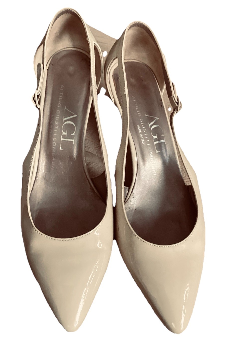 AGL Attilio Giusti Leombruni Patent Leather Low Pumps Talc EUR 38 Made In Italy