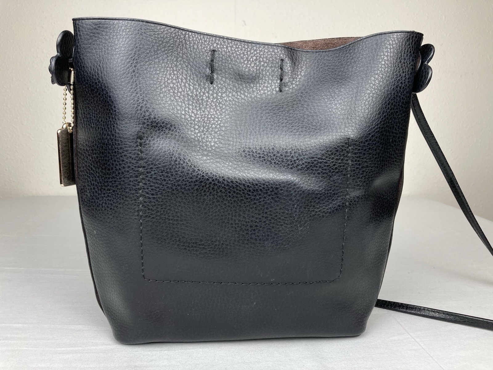 AUTHENTIC COACH LEATHER DERBY CROSSBODY FLOWER BAG BLACK F58661 VGC!