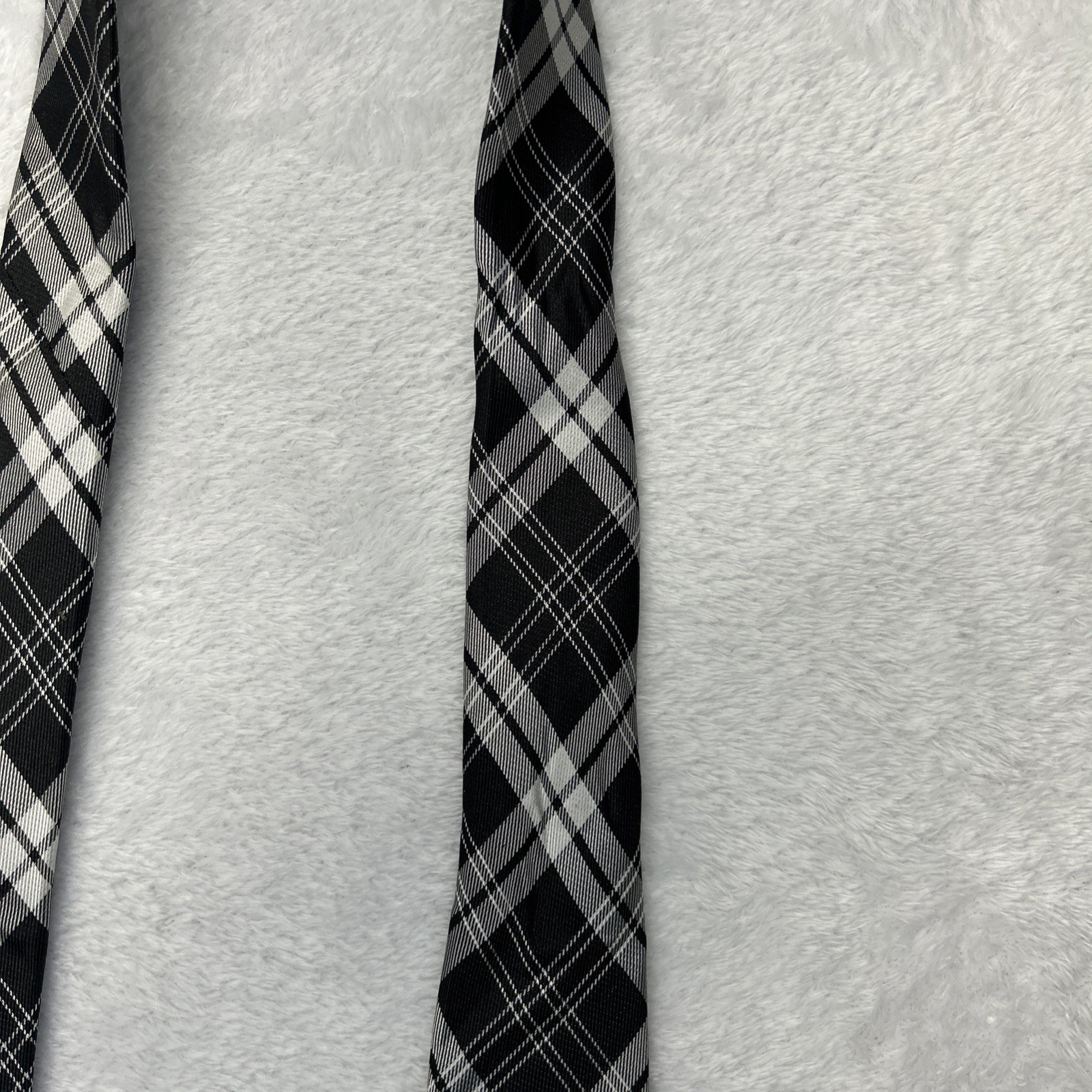 J.S Blank & Co. Black Silver Plaid Men’s Necktie 2.75”x 60” 100% Silk