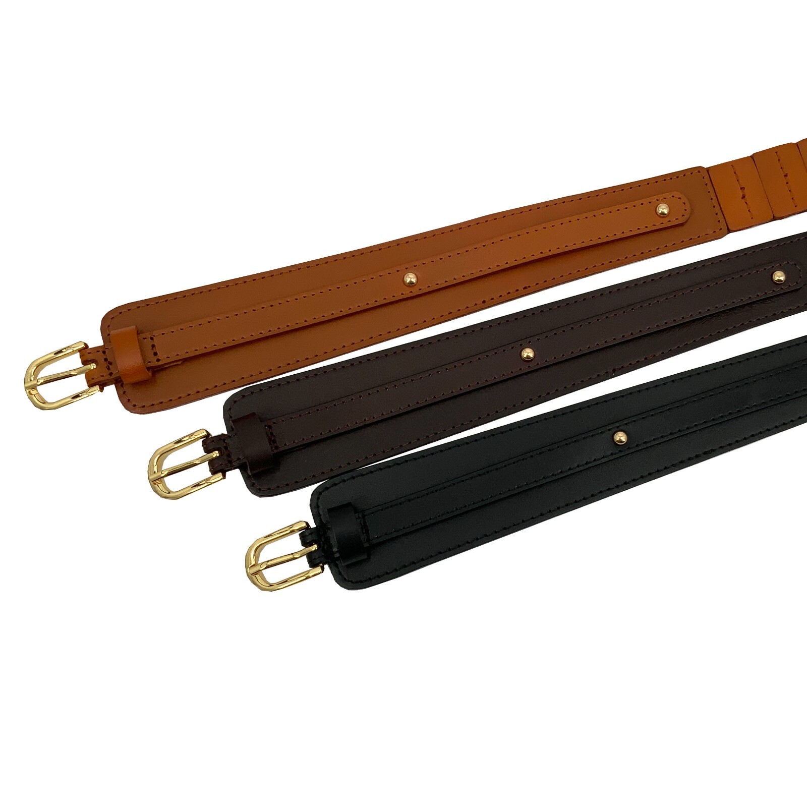 Women Stretch Skinny Elastic Boho Classic Flexible size Full Grain Leather Belt