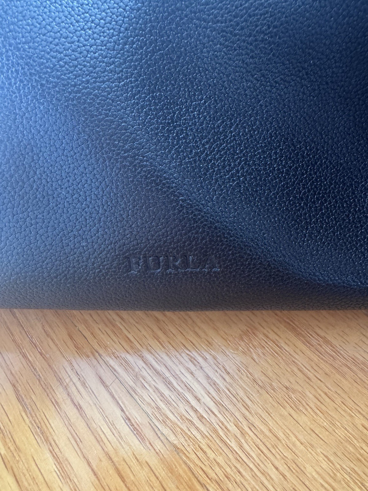 Furla Black/White Small Shoulder Bag Lock Frame Silver Hardware Strap Dust Bag