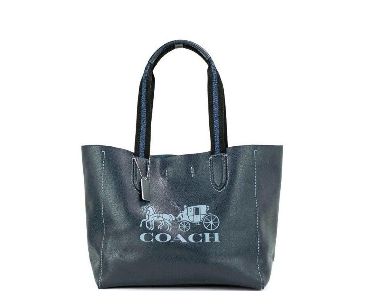 Coach DERBY TOTE IN PEBBLE LEATHER (SV/Midnight Navy Multi)