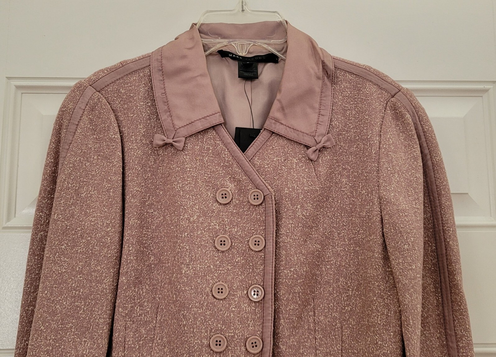 MARC JACOBS size 8 Mauve Pink Wool Silk Jacket Blazer Bows Snap closure $488 NWT