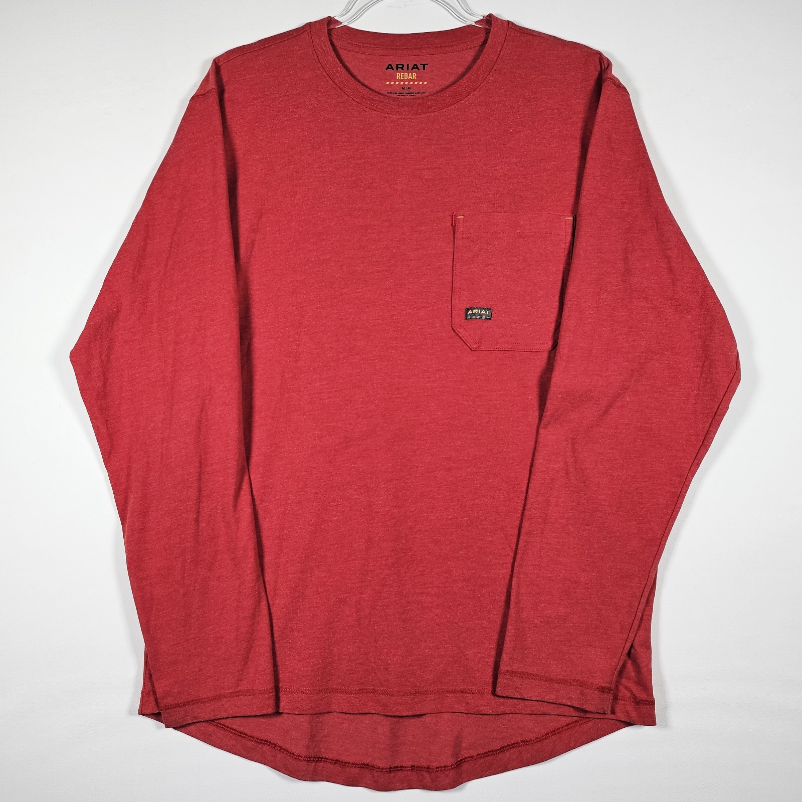 Ariat Rebar Workman Long Sleeve T-Shirt Men’s Medium Red USA Flag Graphic Heavy