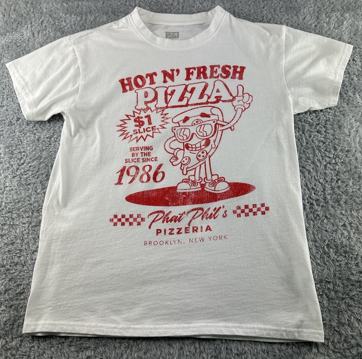 Brisco Hot N’ Fresh Phat Phil’s Pizzaria Brooklyn New York T-shirt Size Medium