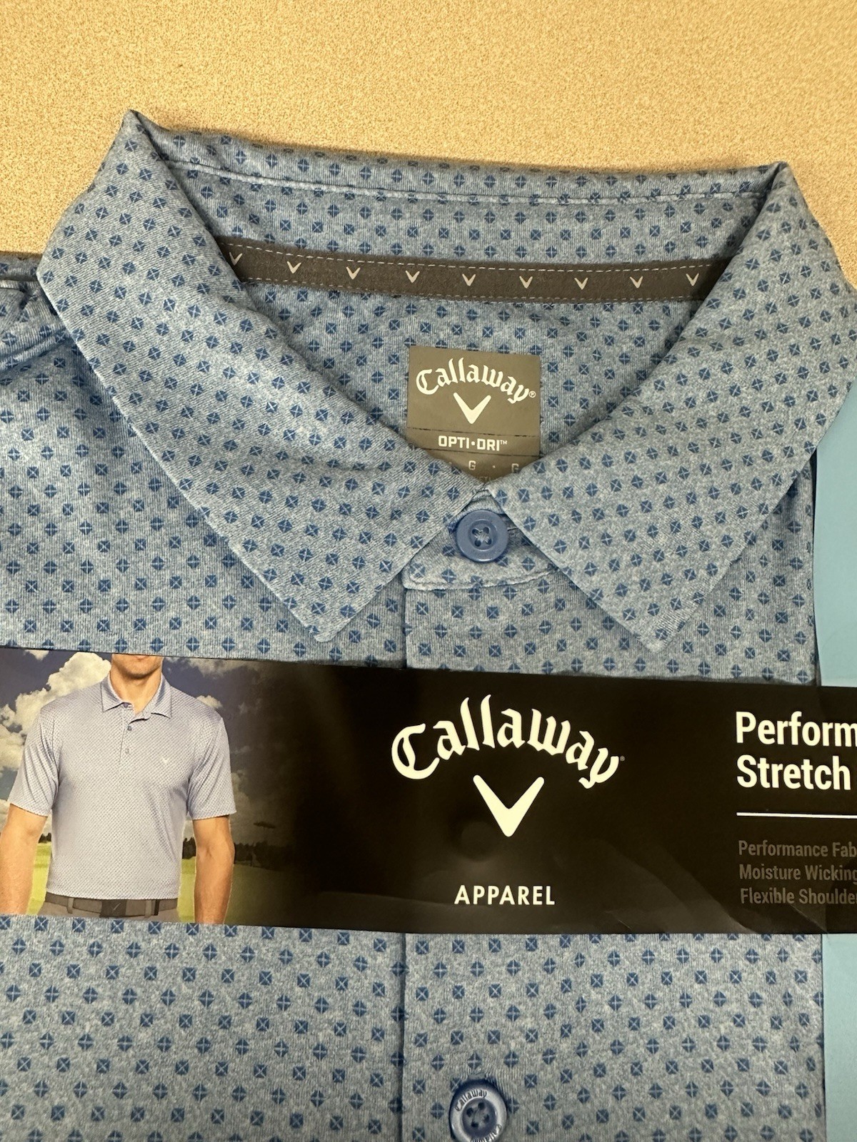Callaway Men’s Opti Dri Moisture Wicking Performance Golf Polo Size L blue