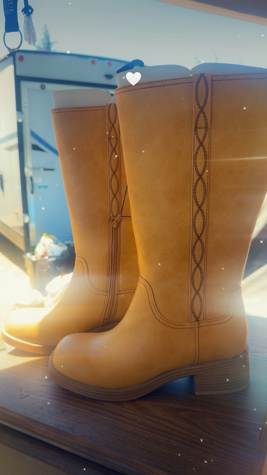 Women’s Brown Knee High Riding Boots Synthetic Zip Round Toe Regular Calf 10