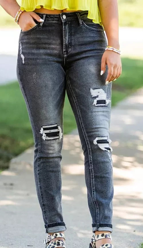 Bridge By Gly Curvy High-rise Skinny Grey Distress Ripped Ankle Jeans Womens 24