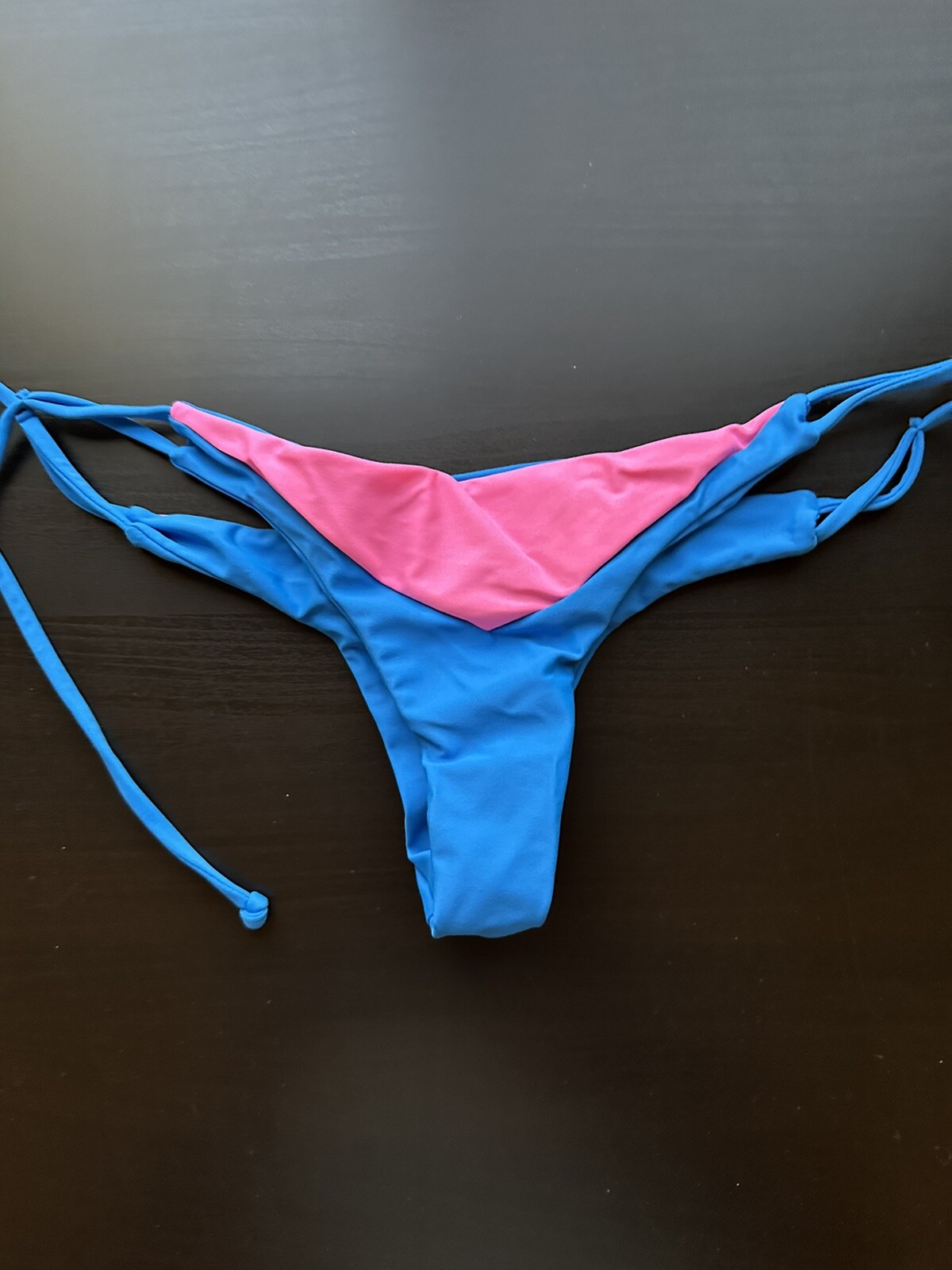 CAMI AND JAX Elizabeth Bikini Bottom in Blue Cina & Fuschia Side Tie size Large