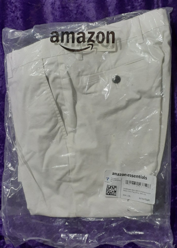 Amazon Essentials Goodthreads Men’s Slim-Fit Chino Pants Slacks White 30wx29L