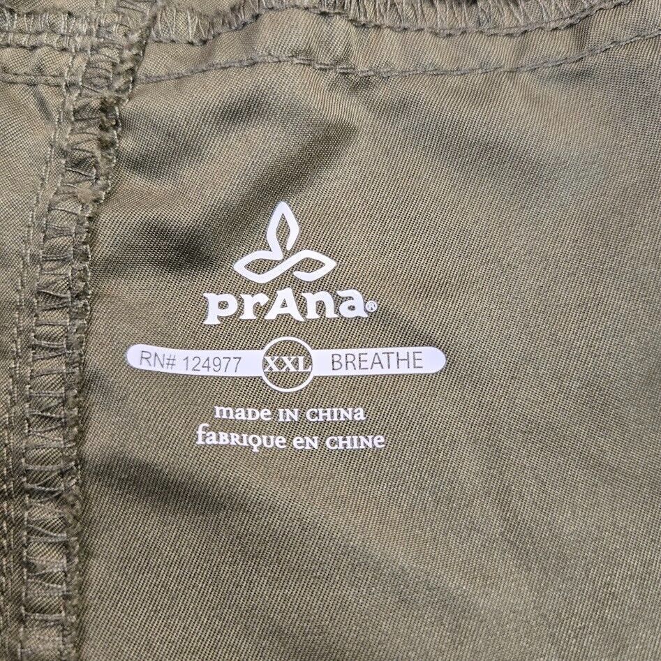 prAna Men’s Green Mojo Shorts 10″ Inseam Pull On Stretch Waist Size XXL