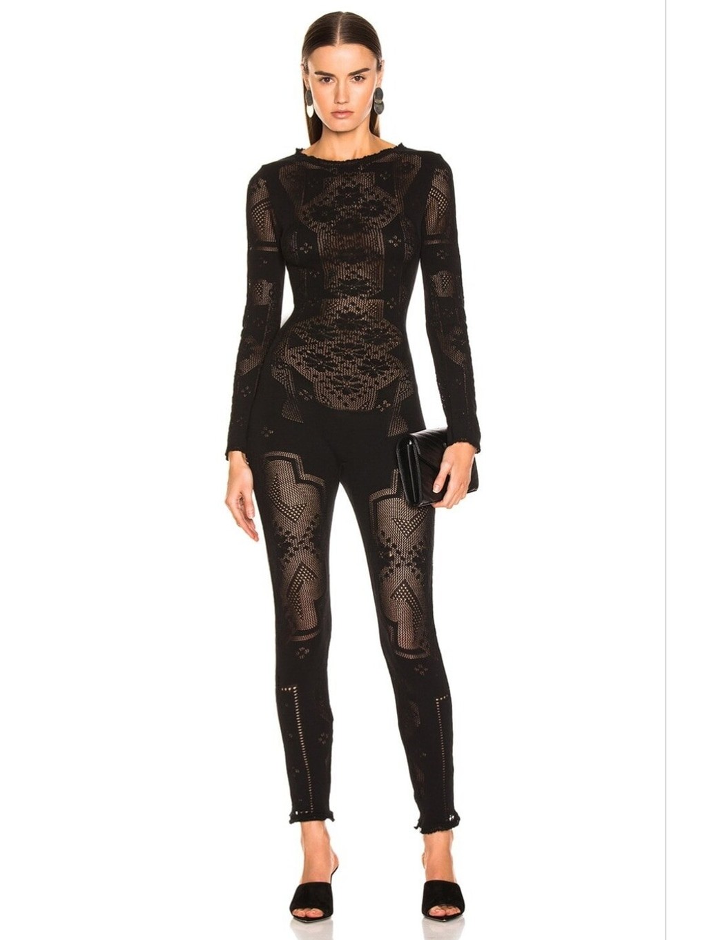NWT $1250 ALBERTA FERRETTI Long Sleeve Jumpsuit Black IT 40 US 4 see description