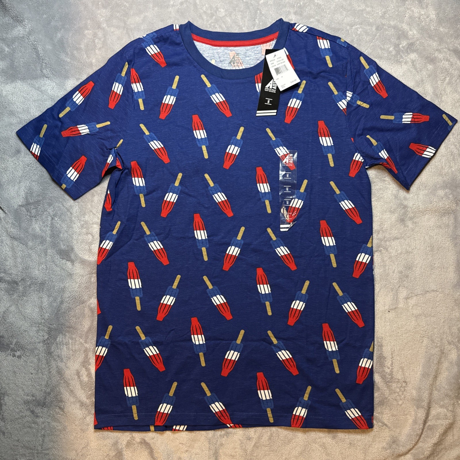 ADTN Men’s Red, White &Blue Popsicle Tshirt Size Medium