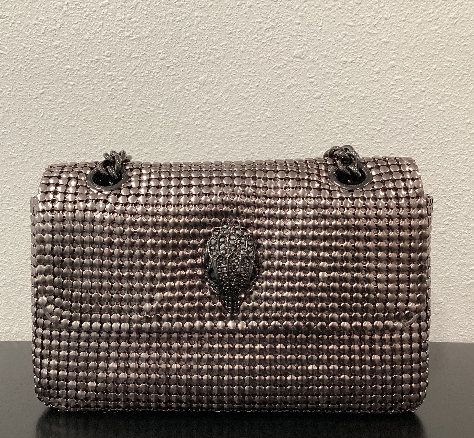 Kurt Geiger Kensington Chainmail Gunmetal 10.5″ x 6″ x 4″ Crossbody Large Eagle