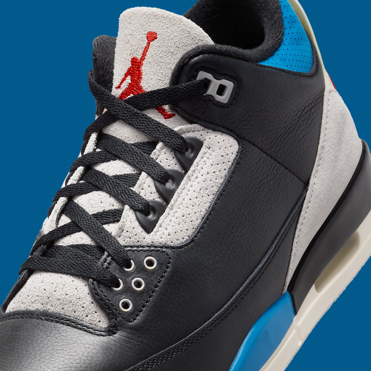Nike Air Jordan 3 Retro Rare Air Black Military Blue Chile Red IB8967-004 Men’s