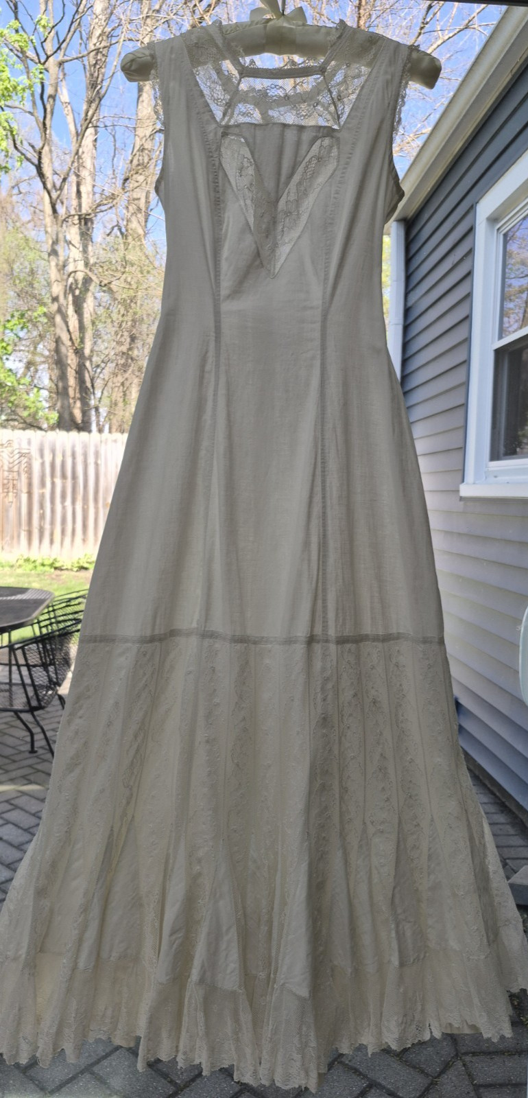 Antique 1900’s White Cotton & Lace Princess Petticoat Slip Dress – Size XXS
