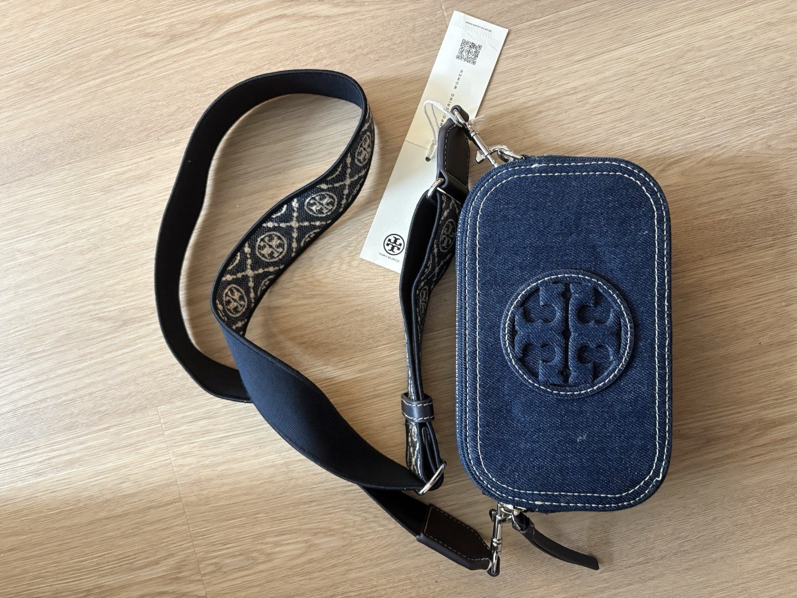 Tory Burch Mini Miller Denim Crossbody Bag