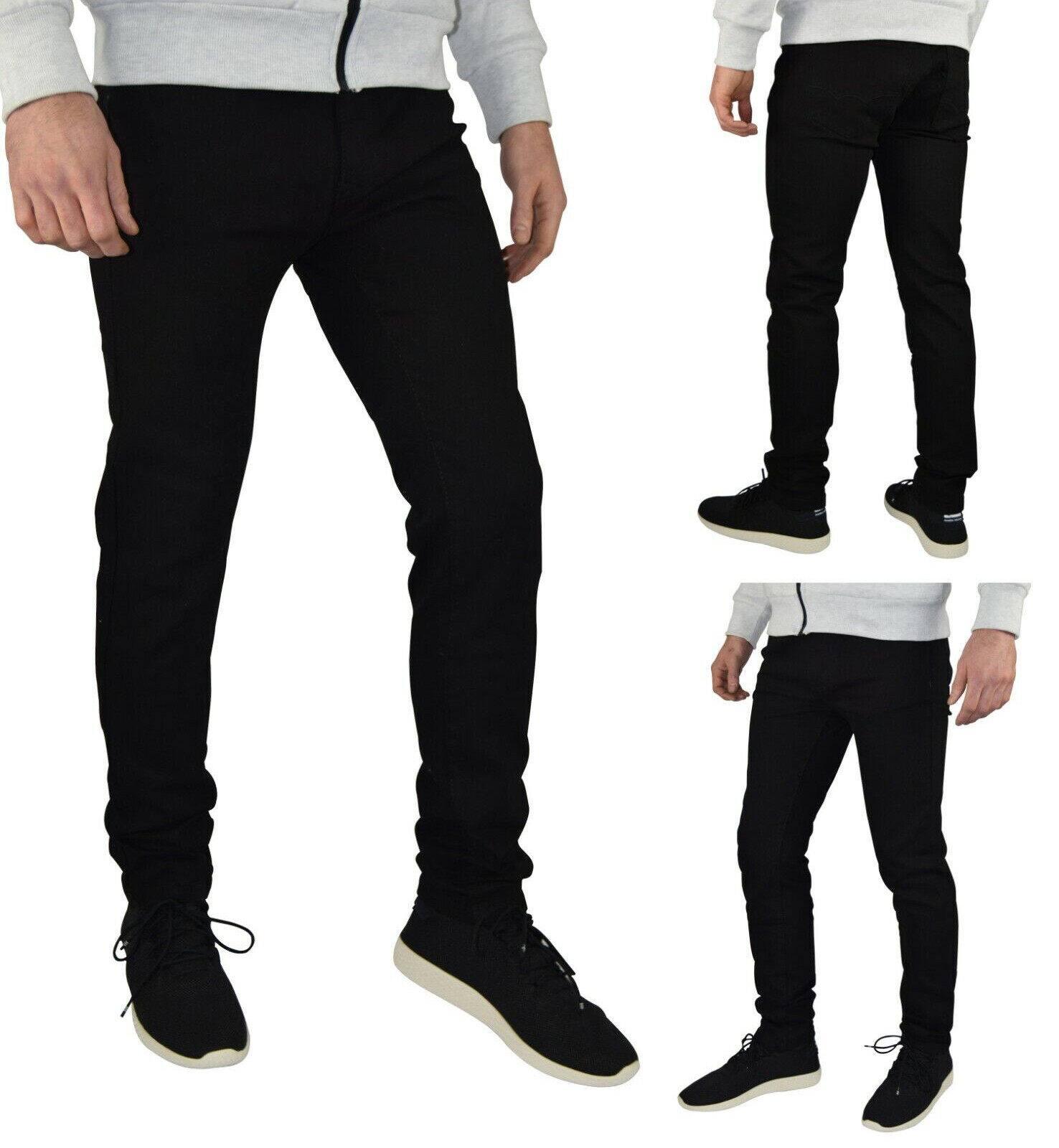 Mens Slim Fit Stretch Jeans Comfy Fashionable Super Flex Denim Pants