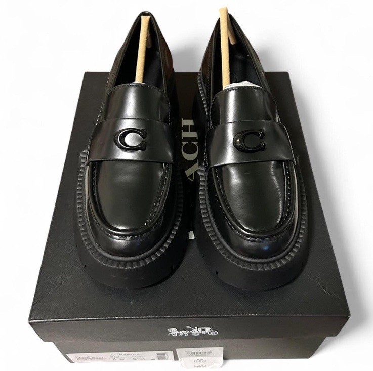 NEW Coach Leah Platform Loafer Black Women’s Size 7 Or Men’s Size 5.5 NIB
