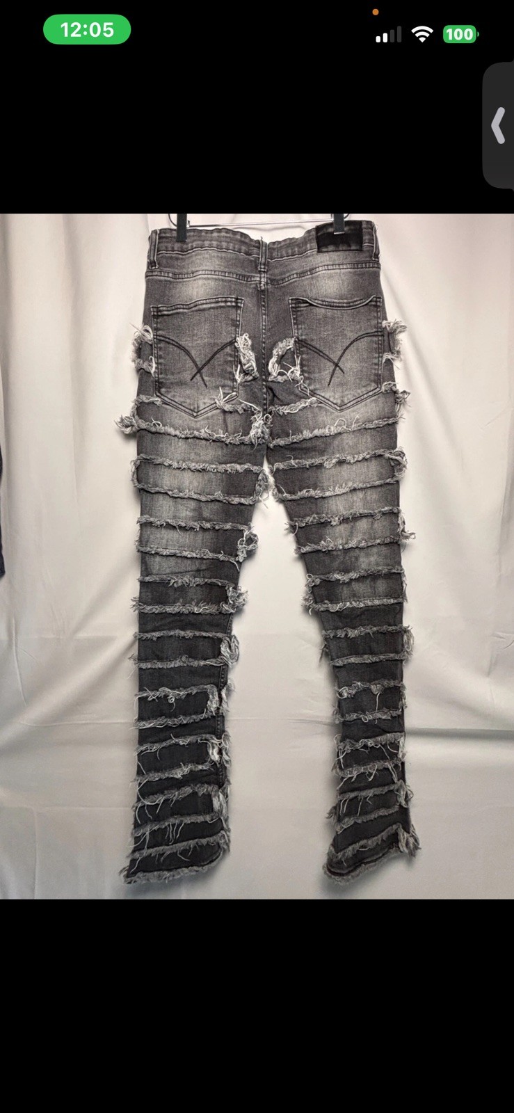 Icy Rich JEANS Thrashed Distressed Stacked Flare Jeans Streetwear Size 32×32