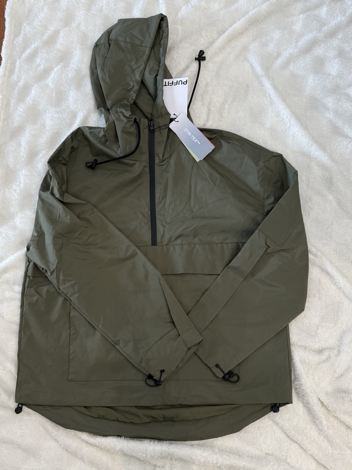 Puffit STM-TEX Waterproof Raincoat with Hoodie jacket & Kangaroo Pocket