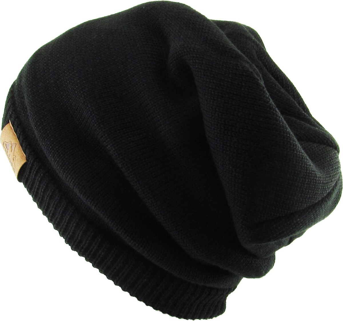 KB ETHOS Oversized Slouch Sherpa Fleece Fur Lined Black Winter Beanie Hat