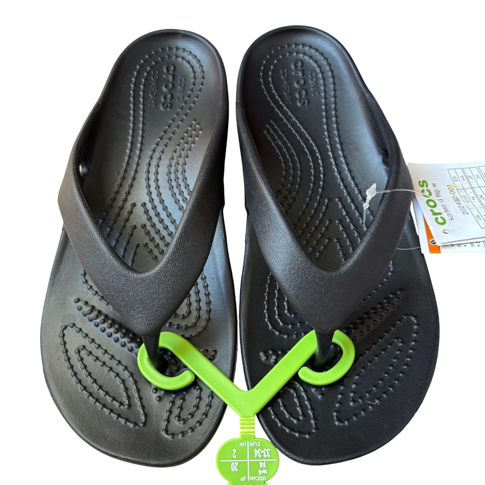 Crocs Kadee II Flip W Black Womens Sandals Thong 202492-001 Size 4 NWT