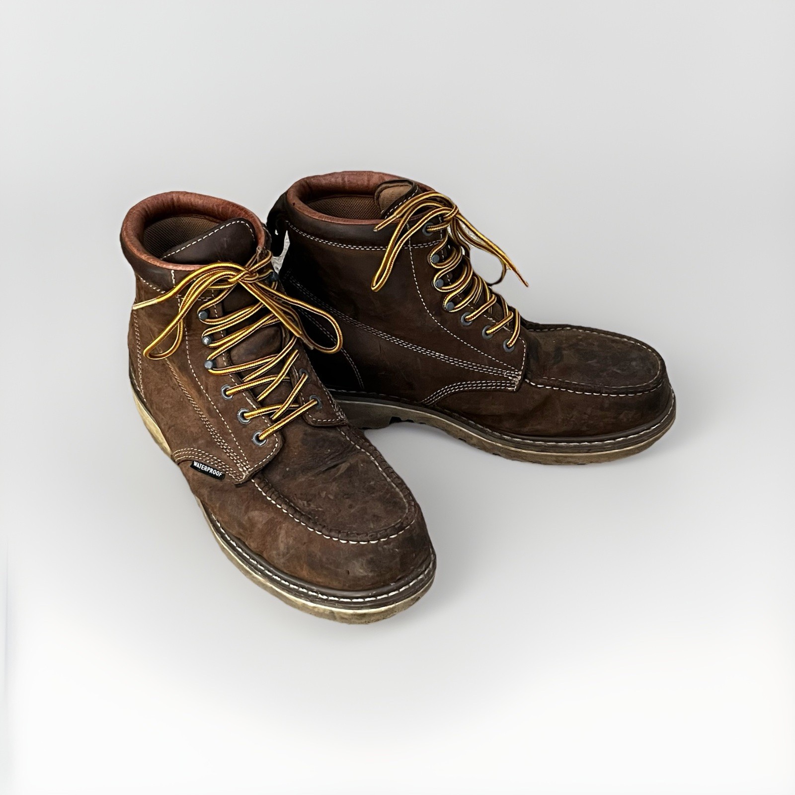 Iron Age Mens Steel Toe Waterproof Work Boots Size 11.5 W Brown Leather