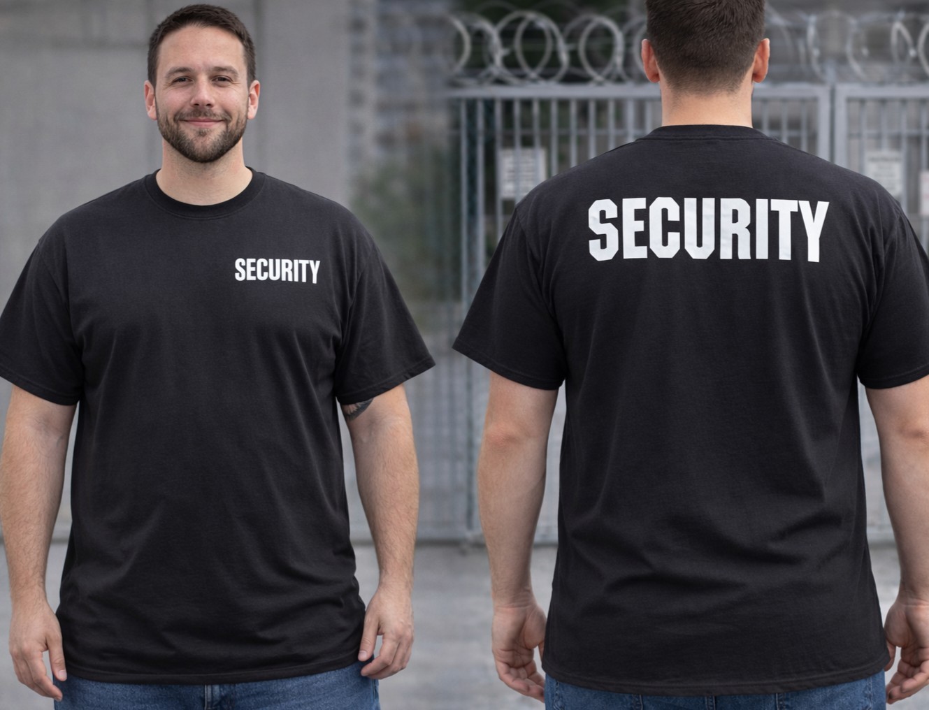 Security Printed left Chest & Full Back T-Shirt
