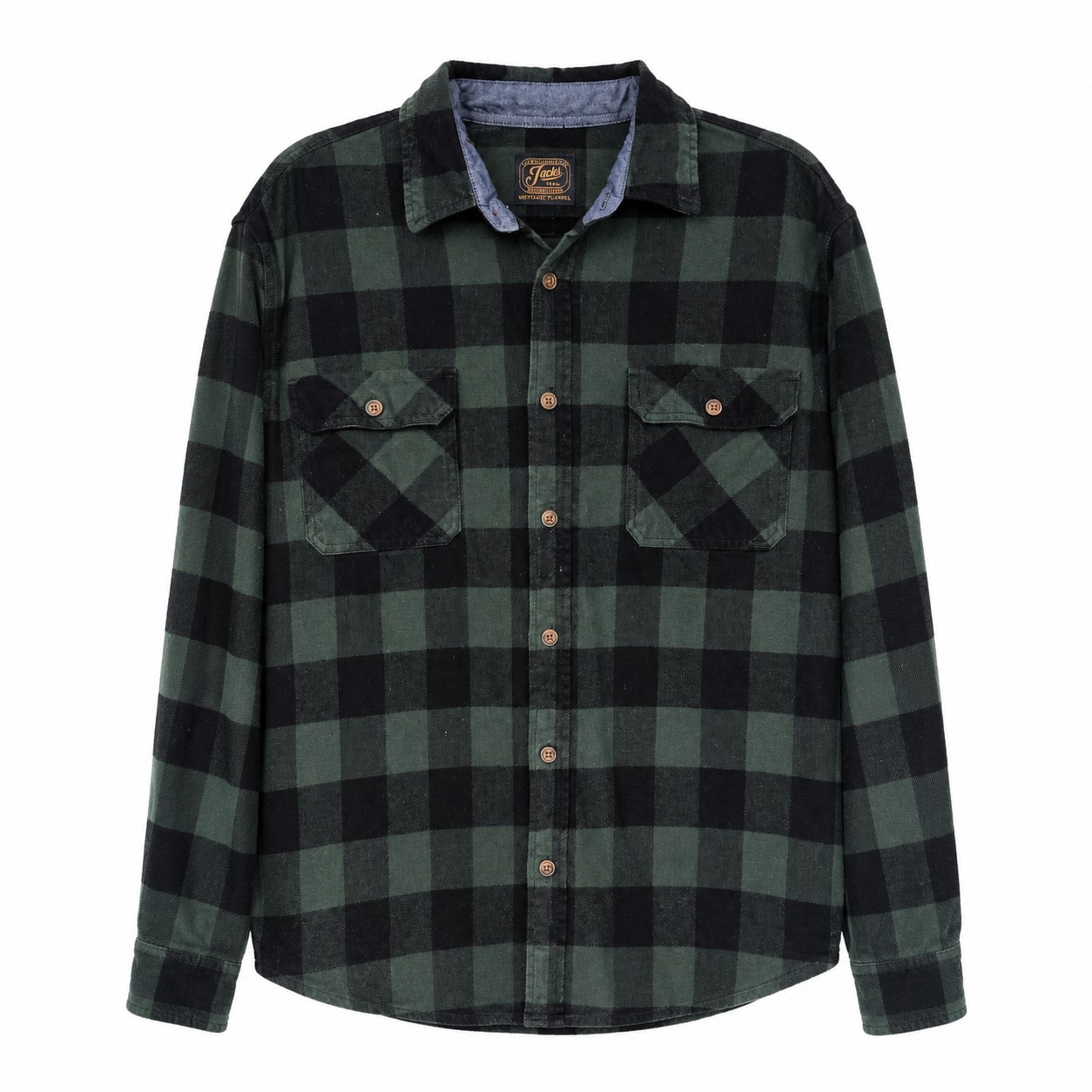 Jachs MFG Heritage Flannel Shirt Men’s XL Green Black Plaid Button Up Cotton