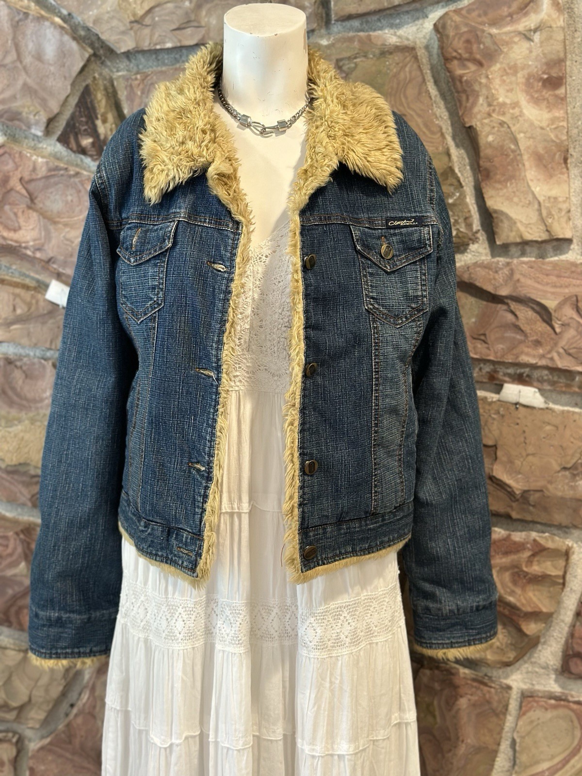 Vintage 90s Clash Sherpa Trucker Jacket Sz L Y2K Grunge Indie Cowgirl laganloo